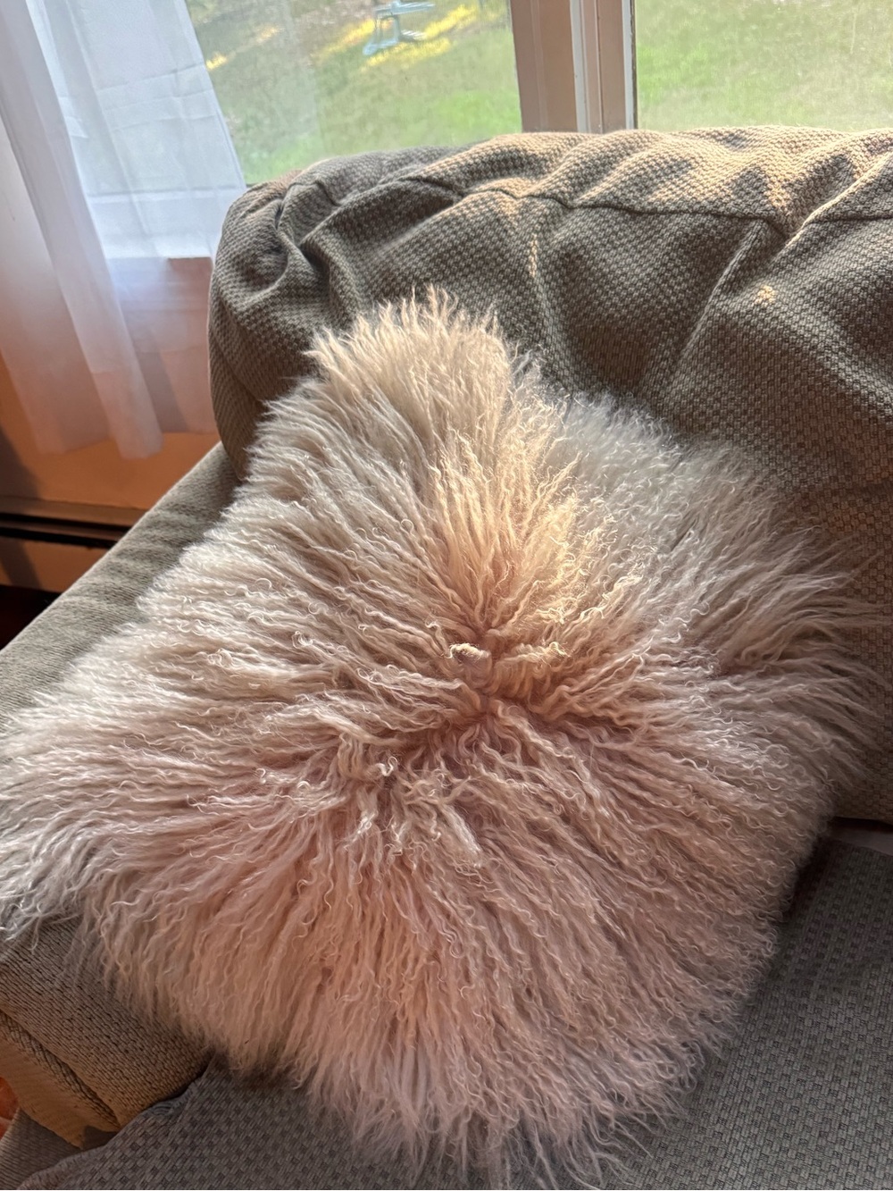 West Elm Faux Mongolian Sheepskin Pillow - w insert